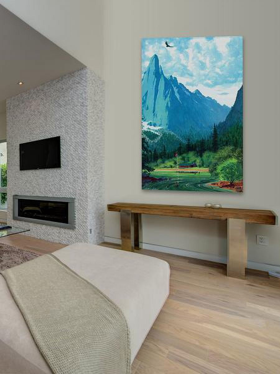 "Blue Peaks" Painting Print on Wrapped Canvas