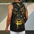thumbnail image 4 of Sakmal Mens Big and Tall Tank Tops Yellow Yellow Scoop Neck Stringer Lightweight Lion Camisole Graphic Muscle Mens Sleeveless Tee Shirts, 4 of 7