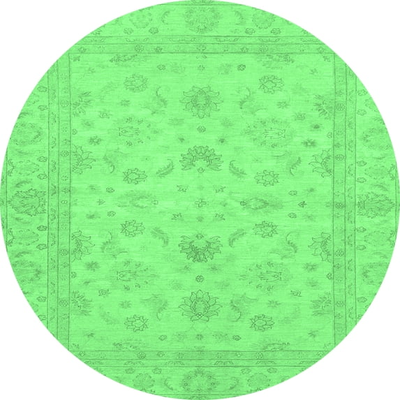 Ahgly Company Indoor Round Oriental Emerald Green Traditional Area Rugs, 7' Round