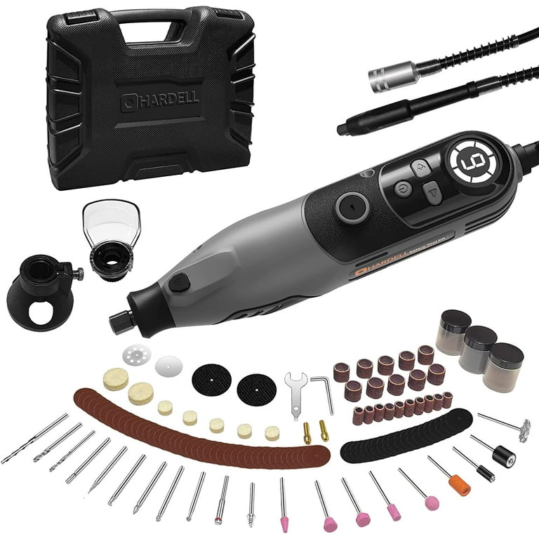 HARDELL Rotary Tool Kit with LCD Screen, 6 Variable Speed Electric Rotary  Tools with 178 Accessories, Flexible Shaft Rotary Tools for Cutting