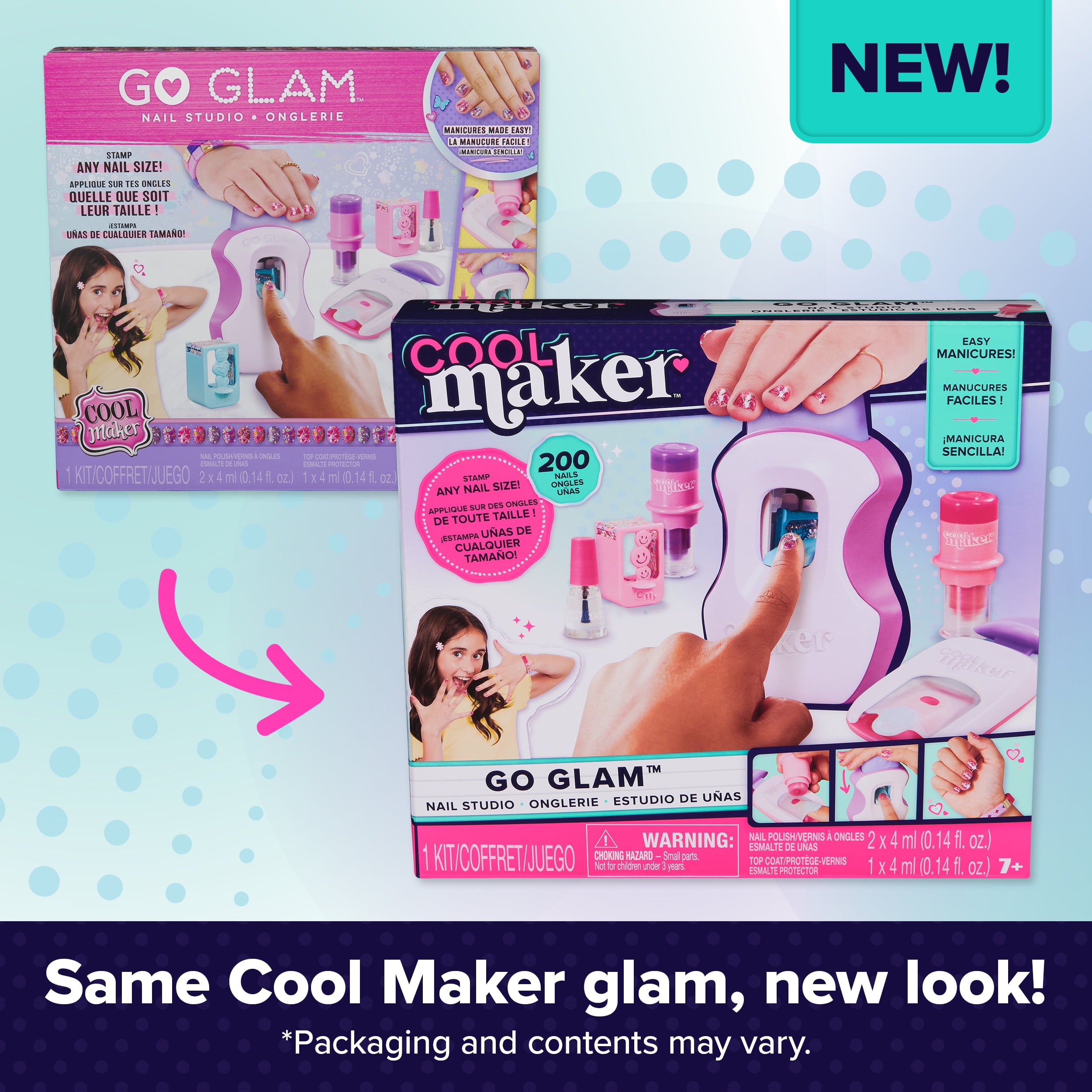 Cool Maker, GO GLAM, Onglerie, pour décorer 200 ongles avec 4 motifs, 2 applicateurs de vernis et un masque à ongles, activités créatives et manuelles pour les filles à partir de 7 ans Cool Maker, GO GLAM, Onglerie, pour décorer 200 ongles avec 4 motifs, 2 applicateurs de vernis et un masque à ongles, activités créatives et manuelles pour les filles à partir de 7 ans