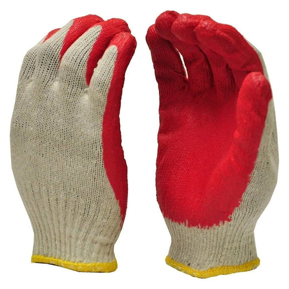 300 Pairs Red Palm Latex Dipped Work Gloves - Cotton Polyester Shell Safety Protection Gloves - Nitrile Coated - Made in Korea