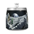 thumbnail image 7 of Yayeee Ashtray with Lid for Cigarette Smokeless Stainless Steel Home Ash Holder, Astronaut with Beer, 7 of 7