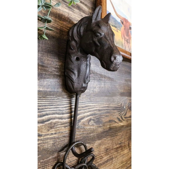 Cast Iron Rustic Western Country Horse Head Coat Keys Hat Wall Hanging Hook