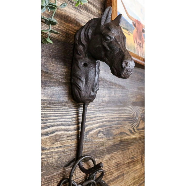 Rustic Cast Iron Wall Hooks, Three Horses 