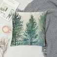 thumbnail image 2 of COMIO Pine Tree Throw Pillow Covers Watercolor Blue Green Square Rustic Style Natural Forest Fog Print Decorative Pillowcase Spring Summer Cushion Cover for Home Sofa Bed Outdoor, 2 of 5