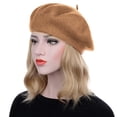 thumbnail image 3 of Boina de lana, gorro cálido de invierno de estilo francés de color sólido para mujer, gorro de pintor de lana retro de otoño e invierno, boina para mujer que combina con todo, 3 of 8