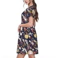 thumbnail image 2 of Lsque Cartoon Space 1 Print Women's Casual Dress T-Shirt Summer Short Sleeve Scoop Neck Swing Dresses, 2 of 6