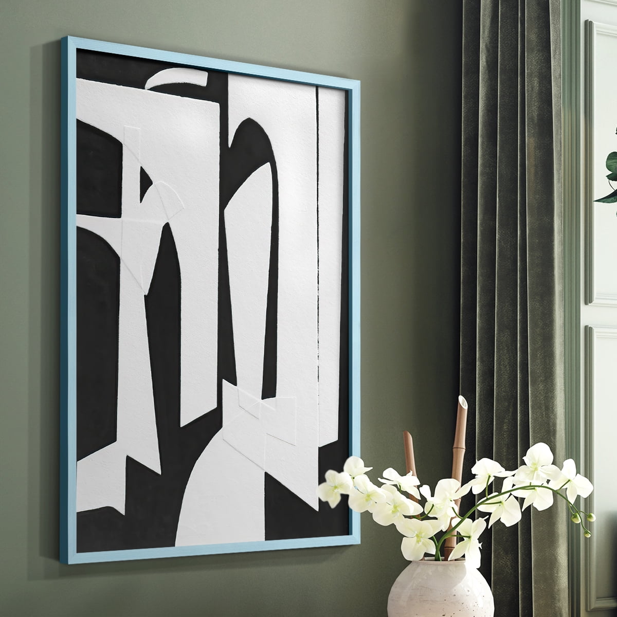 Spanish Arches II Framed Print in Blue Solid Wood Framed Print No Nail Hanging