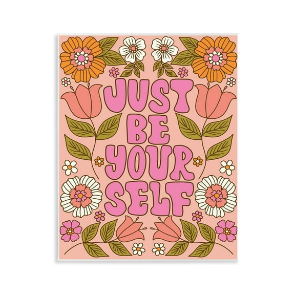 Stupell Industries Be Yourself Flower Power Plants & Flowers Painting Unframed Art Print Wall Art, 11 x 14