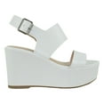 thumbnail image 2 of Soda Women High Heels Wedges Anke Strap open Peep Toe Hidden Platform SAILOR-S White 9, 2 of 3