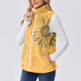 thumbnail image 3 of Women's Retro Print Warm Fleece Lined Cardigan Vest Coat Orange S, 3 of 7