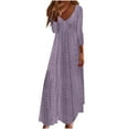 thumbnail image 2 of Offres de Liquidation d'Automne! Robes d'Automne pour Femmes 2024, Robe Longue Décontractée Style Vacances pour Femmes, Couleur Unie, Manches 3/4, Col en V, Camisole, Violet, TG, 2 of 6