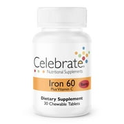 Celebrate Vitamins 60 mg Iron + Vitamin C Chewable Tablets - Berry Flavor - 30 count