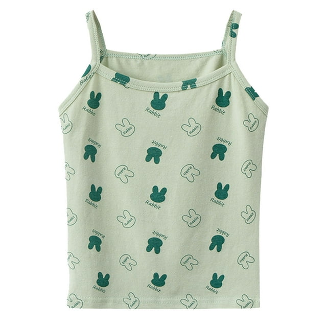 LUOGENLI T Shirt for Girls Kids Undershirt Tank Top Soft Undershirt for Boys and Girls Ribbed Knit Tank Tops Denim Maxi Tops with Slit Green 5-6 Years
