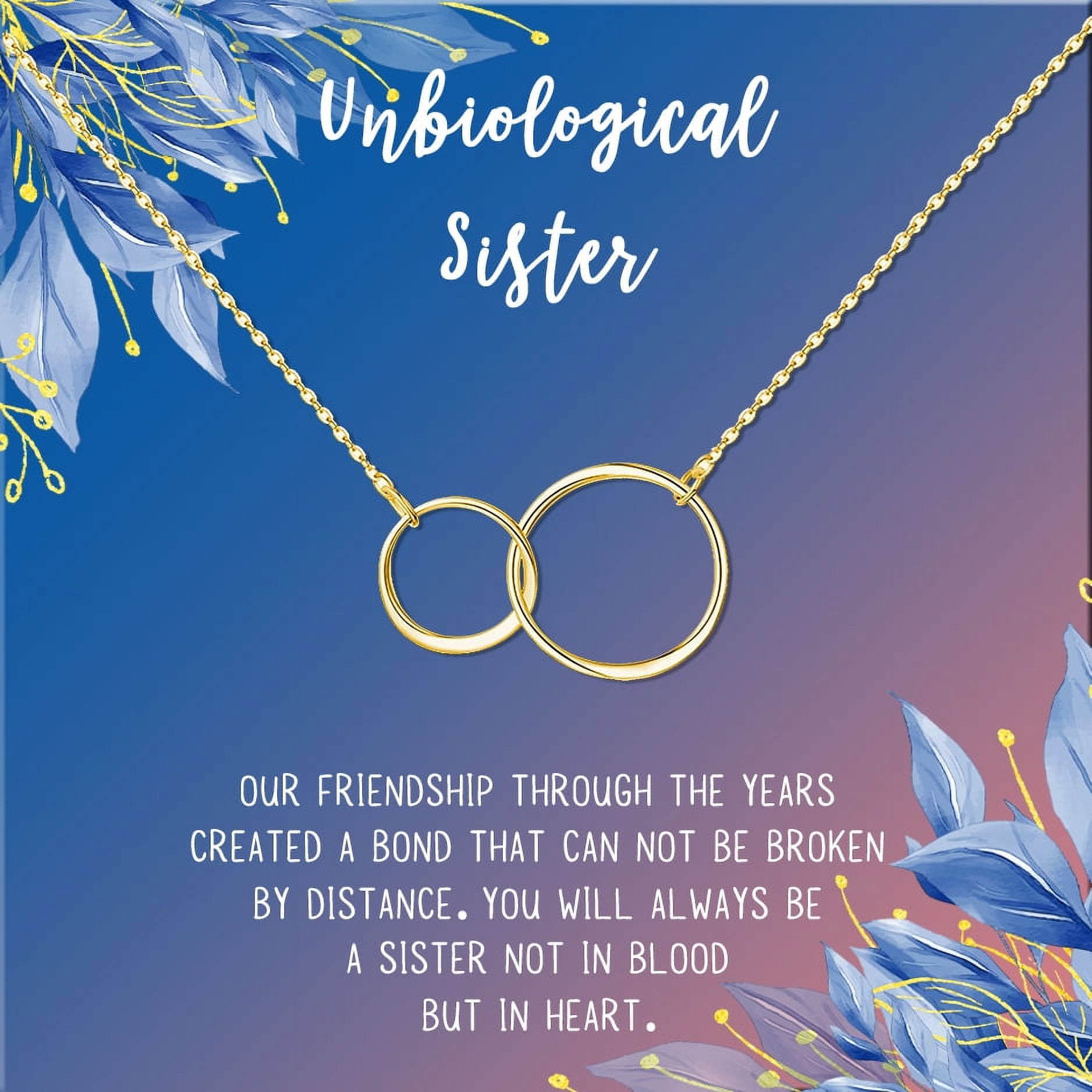 Anavia Unbiological Sister Gift Jewelry, Soul Sister Card Necklace, Sister Best Friend Gift, Big Little Sorority Card Gift-[Gold Infinity Double Ring, Blue-Orange Gift Card]