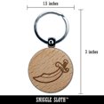 thumbnail image 2 of Scimitar Curved Pirate Sword Round Keychain Charm Tag - Engraved Wood, 2 of 6