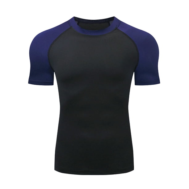 Mens Calcetines para Deportes Alto Elástico Cuello Redondo Manga Larga Camiseta de Fitness, Camisetas Casuales para Hombre para Correr Entrenamiento de Yoga