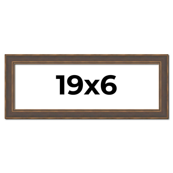 19x6 Frame Golden Caramel Solid Wood Bronze Picture Frame | 1.25 Inch Moulding Width | 0.5 Inch