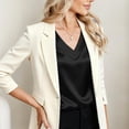 thumbnail image 4 of Lumtrix Womens Silk Stain Dressy Casual Business Blouse Cap Short Sleeve Tops Summer V Neck Work Shirts Black L, 4 of 5