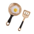 thumbnail image 1 of kusrkot 2 Pieces Miniature Frying Egg Pan Fork Set for 1/12 Dolls House Kitchen Cookware, 1 of 6