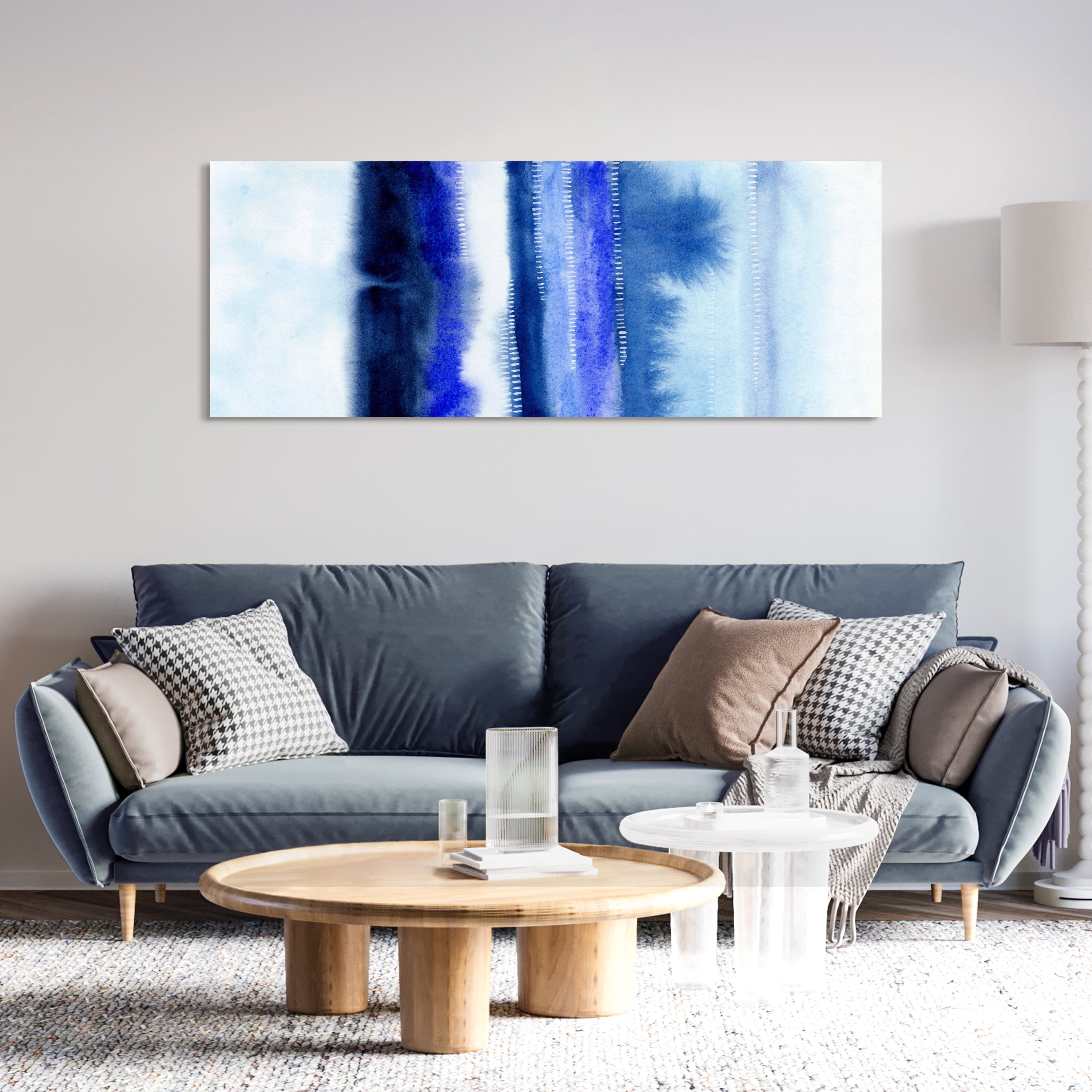 Empire Art Direct Shorebreak Abstract A & B Frameless Free Floating Tempered Glass Panel Graphic Wall Art, 63" x 24" each, Ready to Hang