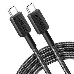 كابل Anker المضفر من USB-C إلى USB-C (6 أقدام، 60 وات) أسود