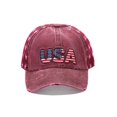 thumbnail image 2 of QSAWXQZ Women's Baseball Cap Independence Day Letter Embroidery Washed Distressed Adjustable Outdoor Casual Hat Free Size, 2 of 5