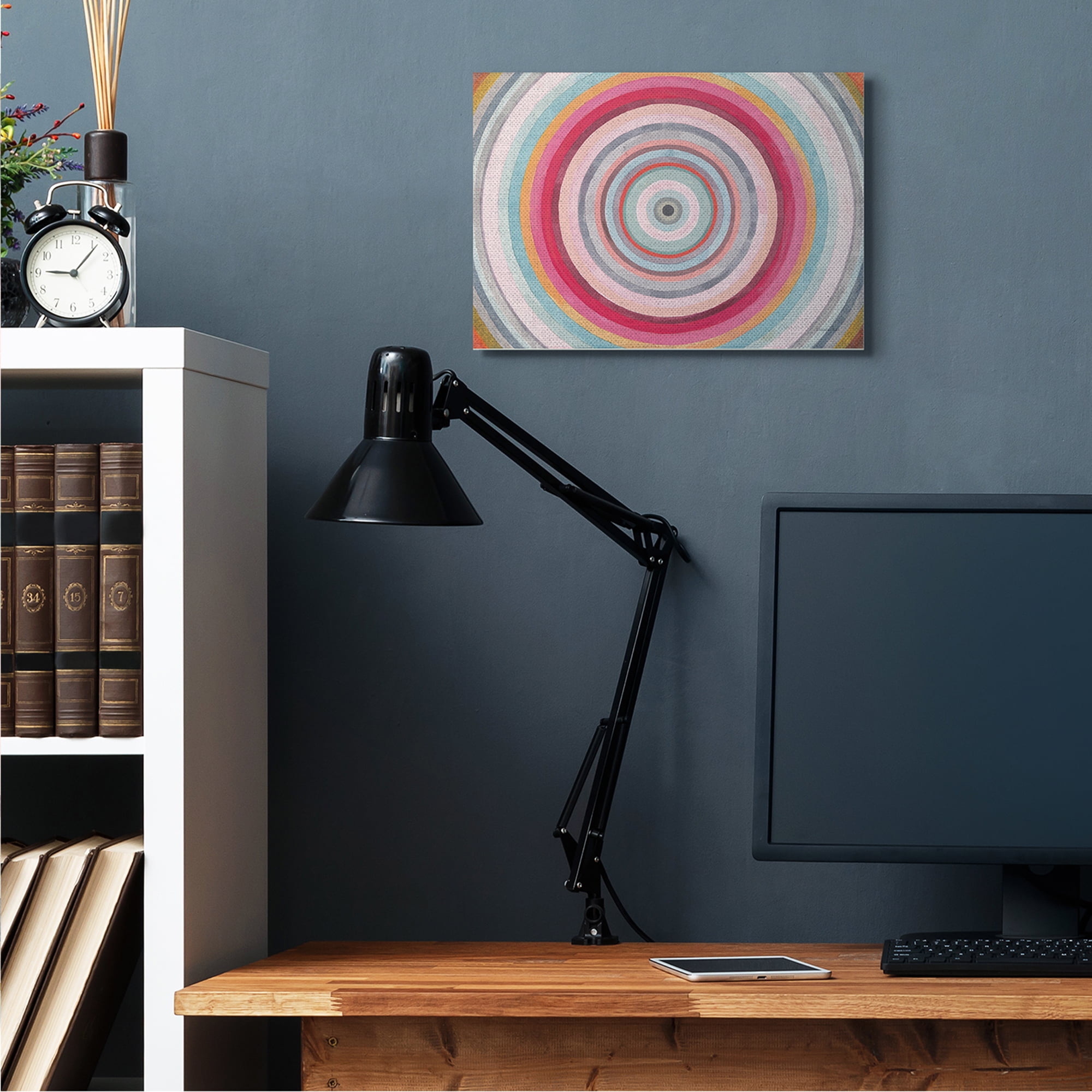 Stupell Industries Warm Tone Abstract Layered Shapes Circular Rings Canvas Wall Art, 16 x 20, Design by Danhui Nai