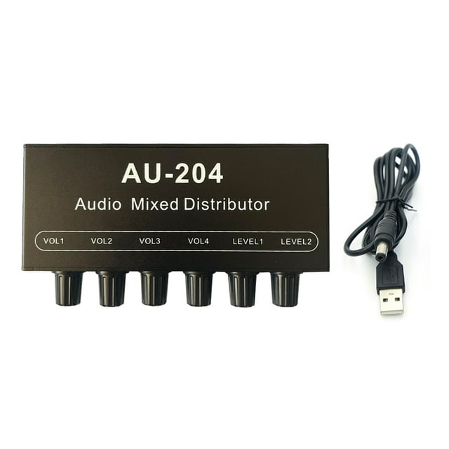 Mezclador de Audio EstéReo Distribuidor Selector de SeñAl Conmutador 2 Entradas 4 Salidas Controla Individualmente el Amplificador de Auriculares
