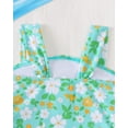 thumbnail image 5 of Kucnuzki 6T Little Girls Swimsuit Set 7T Girl Summer Bathing Suit Drawstring Floral Top Bottoms 2pcs Bikini Set Beach Breathable Tankini Set Swimwear Green, 5 of 8