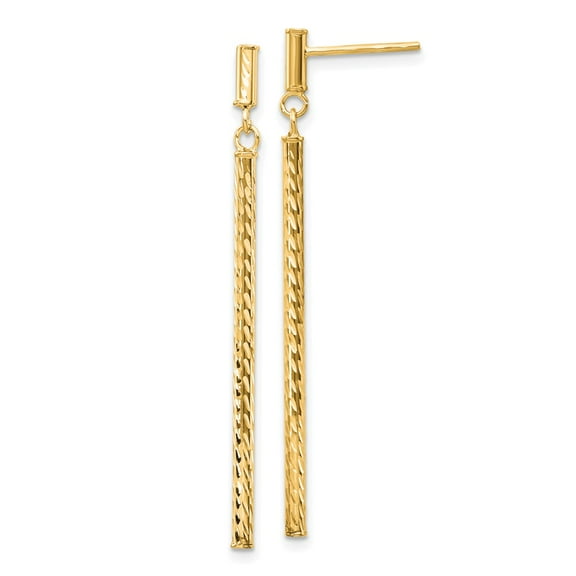 Primal Gold 14 Karat Yellow Gold Diamond-cut Bar Dangle Post Earrings