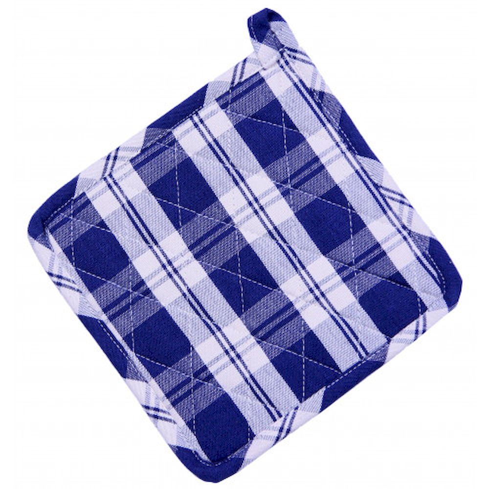 Set Of 2 Cotton Stripe Navy Blue Pot Holders