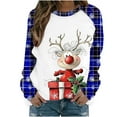 thumbnail image 2 of Craaazy Women's Christmas Print Long Sleeve Shirt Casual Round Neck Tops Gifts, 2 of 6