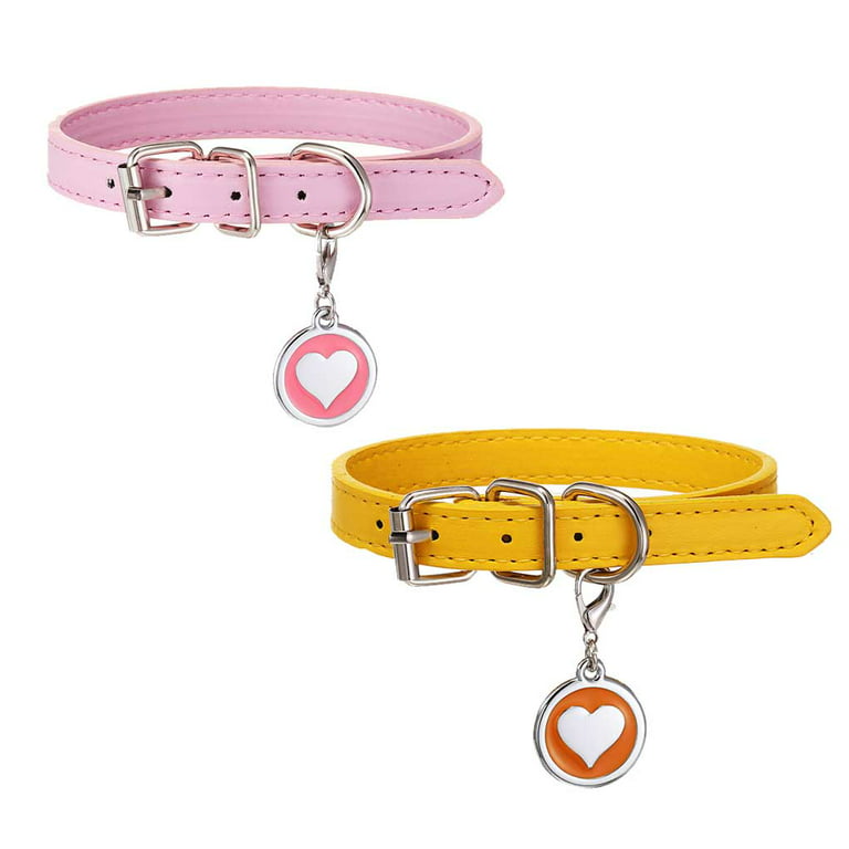 Adven Dog Collar Multicolored Compact Size Cat Collars Large Puppy Nameplate Light-Weight Cute Design Exquisite Anti-lost ID Tag Pink