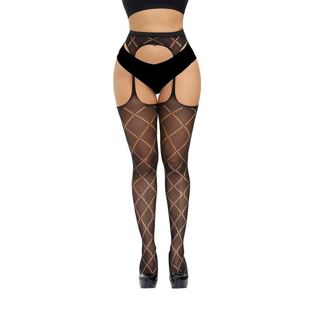 WTXUE Ceintures Intimes / Jarretières Bas Rétro à Pois pour Femmes Collants Imprimés Fins en Maille / 1 Paire