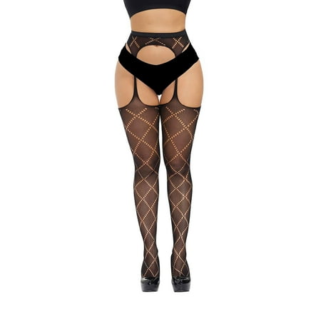 

ZMHEGW Womens Lingerie Vintage Tattoo Stockings Dot Print Thin Mesh Pantyhose