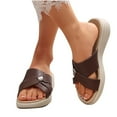 thumbnail image 2 of Guzom Women's Wedge Sandals Low-heeled Open Toe Fashion Casual Summer Slide Sandals ,Brown Shoes,Size 8, 2 of 8