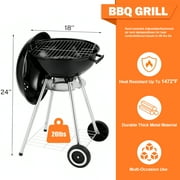 Segmart BBQ Charcoal Grill for Outdoor, 18 Inch Portable Kettle Charcoal Grill with Wheels, Barbecue Oven for Patio, Backyard, Camping, Black