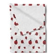 thumbnail image 2 of Ladybugs Soft Flannel Fleece Throw Blanket, Ladybug Dotted Wings Swirls and Curves Pattern Animal, Cozy Plush for Indoor and Outdoor Use, 50" x 60", White Black, by Ambesonne, 2 of 5