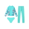 thumbnail image 4 of Mufeng Girls 3Pcs Swimsuit Long Sleeve Rash Guard Swim Jacket+Briefs+Leggings Kids Surfing Bathing Suit Light Green 14, 4 of 7