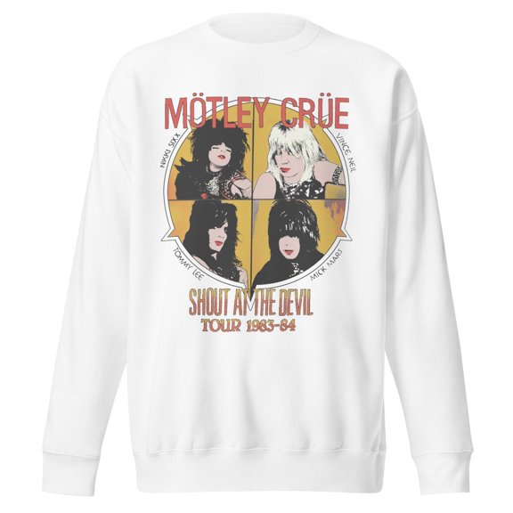 Motley Crue Shout 83/84 Tour Jumbo Print Unisex Sweatshirt - White - Small