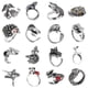 thumbnail image 1 of Juego de 16 anillos góticos punk de plata para hombres y mujeres, con diseño de rana, serpiente, mariposa, araña, ojo de animal, ajustable, estilo gótico, apilables., 1 of 5