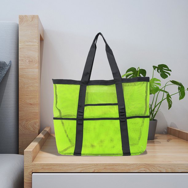 Bolso para piscina para mujer, Bolso de compras de malla con múltiples bolsillos, Bolso de playa ligera, plegable para juguetes, artículos esenciales para vacaciones