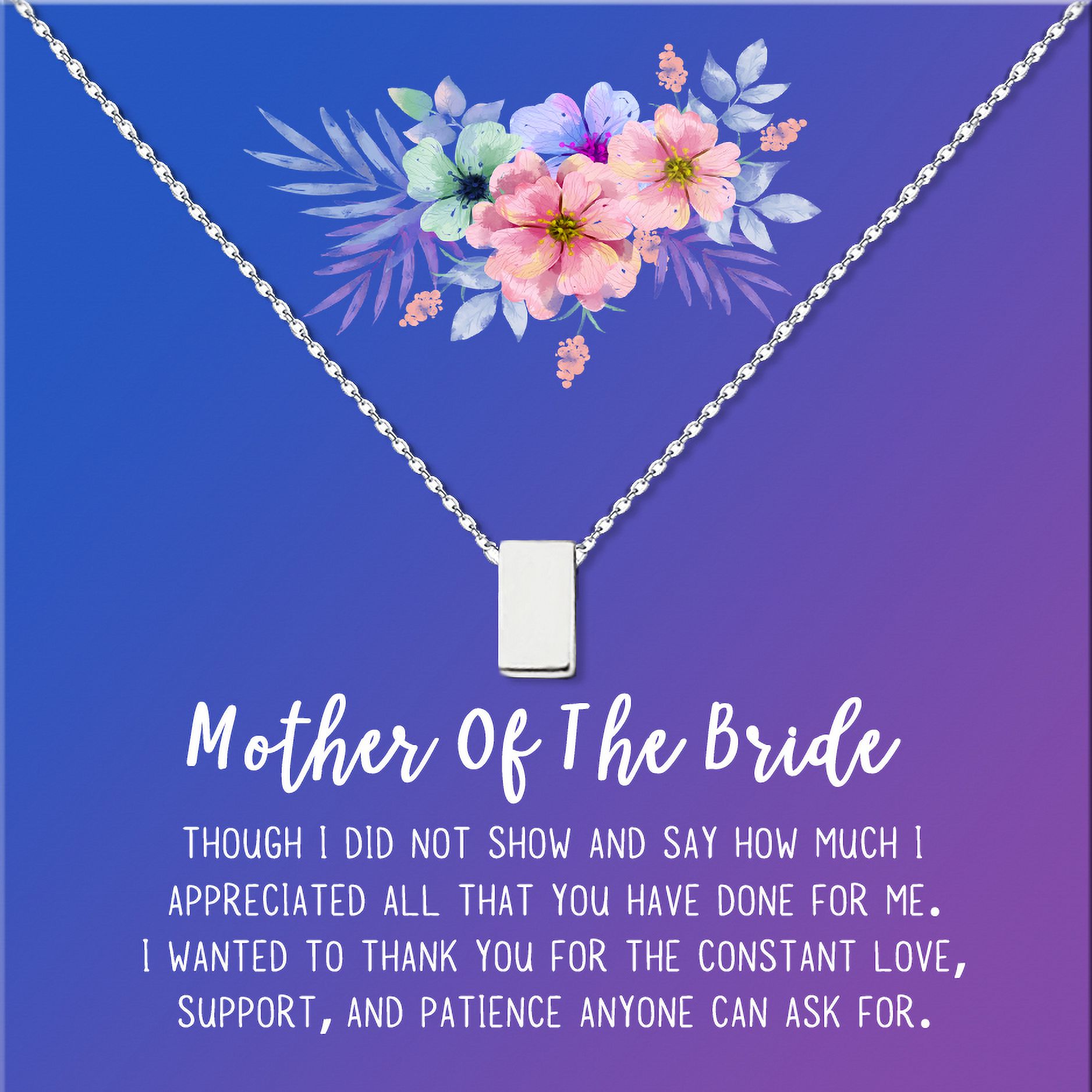 Mother of the Bride Mother's Day Gift, Jewelry Gift for Mother in Law, Necklace and Card Gift Set, Gift for Mom, Gift for Her, Jewelry for Mom, Thank you Gift [Silver Cube,Blue-Purple Gradient]