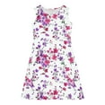 thumbnail image 3 of Spazoro Little & Big Girls A-Line Dress, Crew Neck Floral Print Sleeveless 2025 New Style Summer Dresses for Child Girls Multicolor Size 7 T, 3 of 7