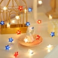 thumbnail image 5 of Gpaecead 50 LED 4th of July Decorations American Flag & Star Fairy Lights Battery Operated, 34Ft Mini Red White and Blue Lights for Home Memorial Day Patriotic Decor, 5 of 9