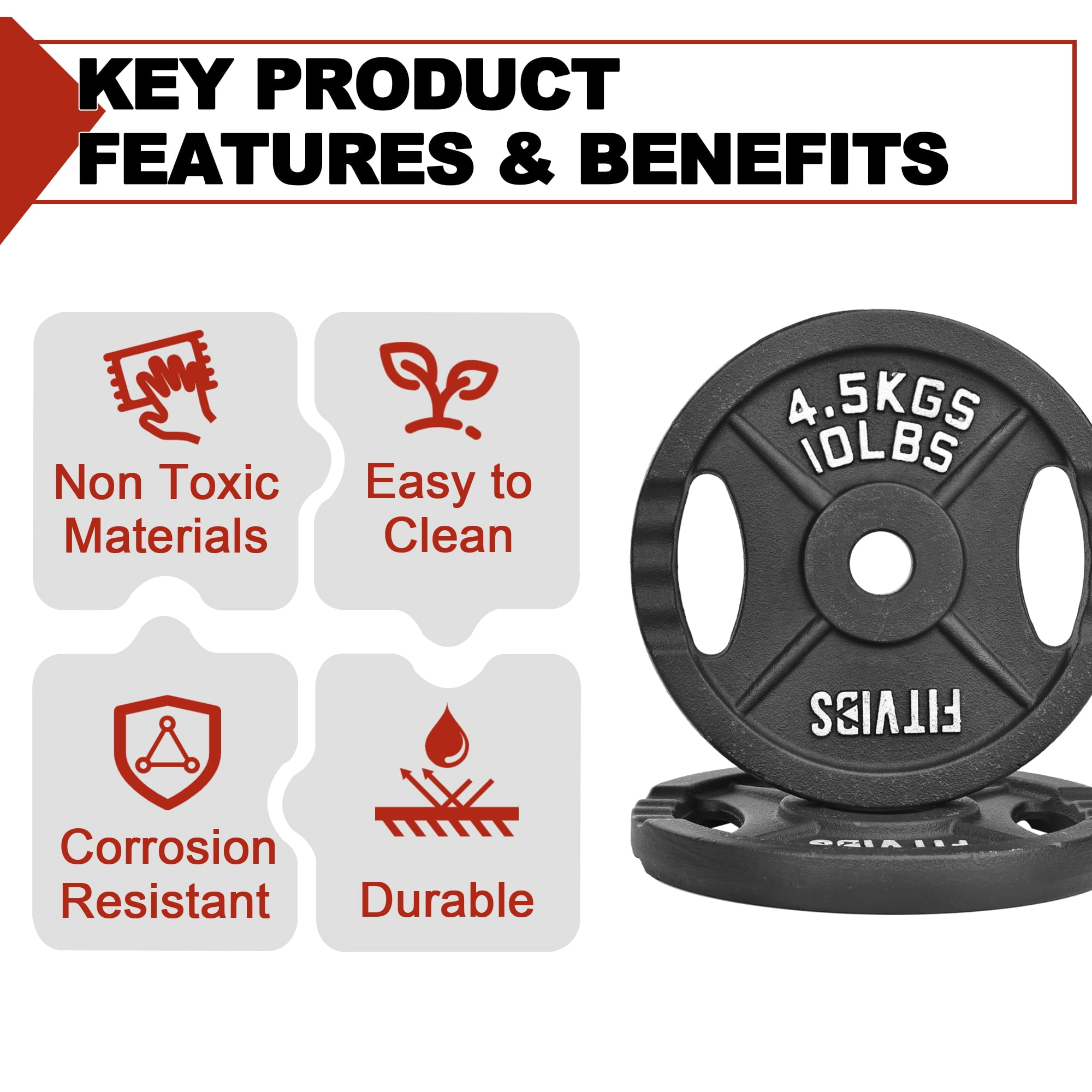 FlexWave 1-Inch Olympic Cast Iron Weight Plates Set – 35LB Total (2x2.5lb, 2x5lb, 2x10lb) – Perfect for Standard Olympic Barbells