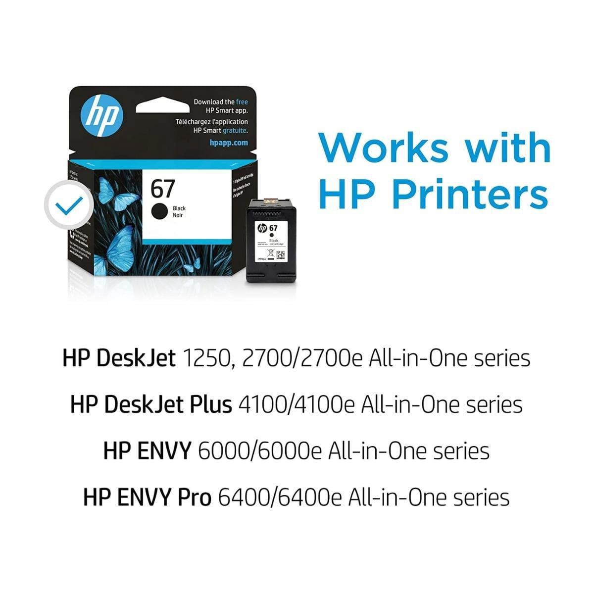 HP 67 Original Ink Cartridge for Select ENVY and Deskjet Printers, Black, 2-Pack