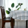 thumbnail image 4 of Oval Rustic Checkered Tablecloth Beige and Gray Heavy Duty Embroidery Cloth Wrinkle Resistant Washable Kitchen Living Room Home Decoration 60 x 84 inches Fabric, 4 of 6